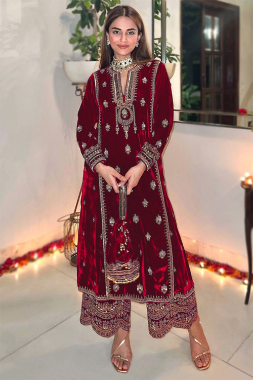 Velvet Salwar Kameez Designer Velvet Suits for Women Andaaz Fashion