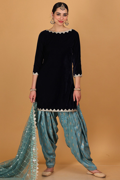 Punjabi Black Patiala Suits Ethnic Salwar Kameez Designer Readymade Women  Kurtis | eBay