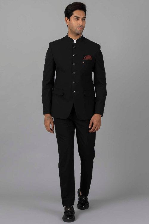Viscose Black Jodhpuri Style Men's Plain Coat Pant