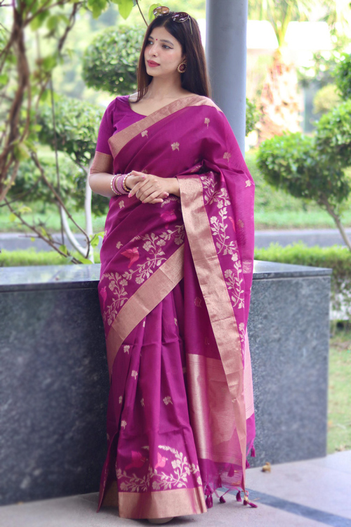 Weaved Purple Linen Light Weight Saree