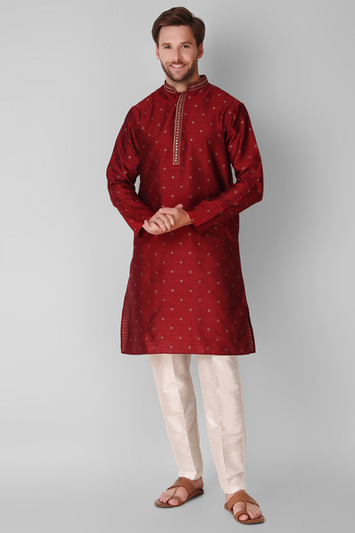 Shop Red Kurta Pajama for Men Andaaz Fashion USA Worldwide