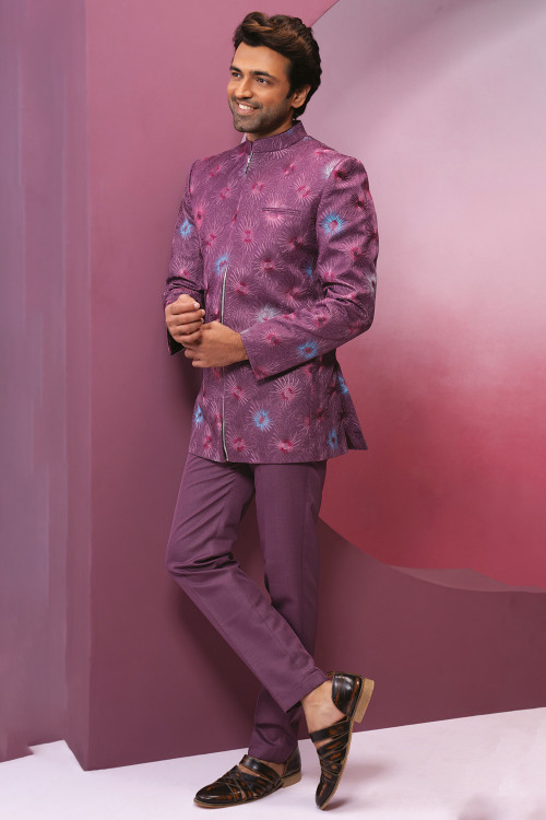 Buy Jacket Style Purple Traditional Indian Dresses Online for Men in Malaysia