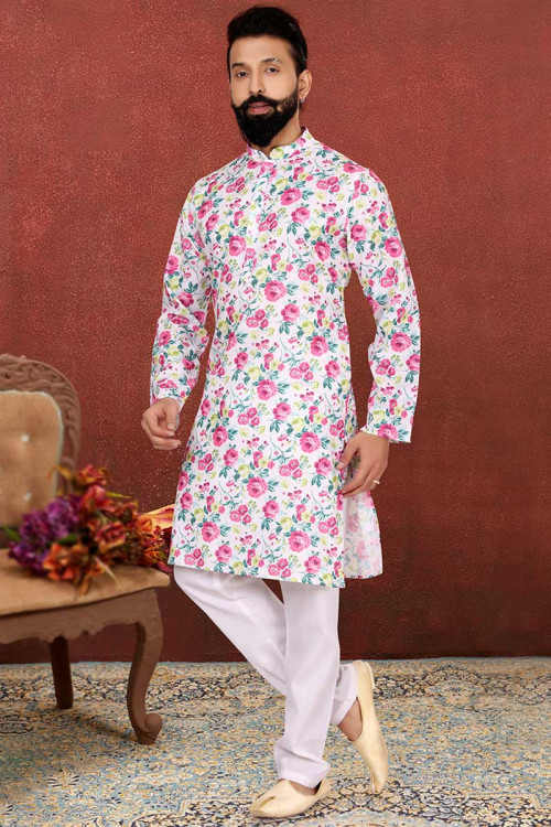 Kurta pajama on sale white colour design