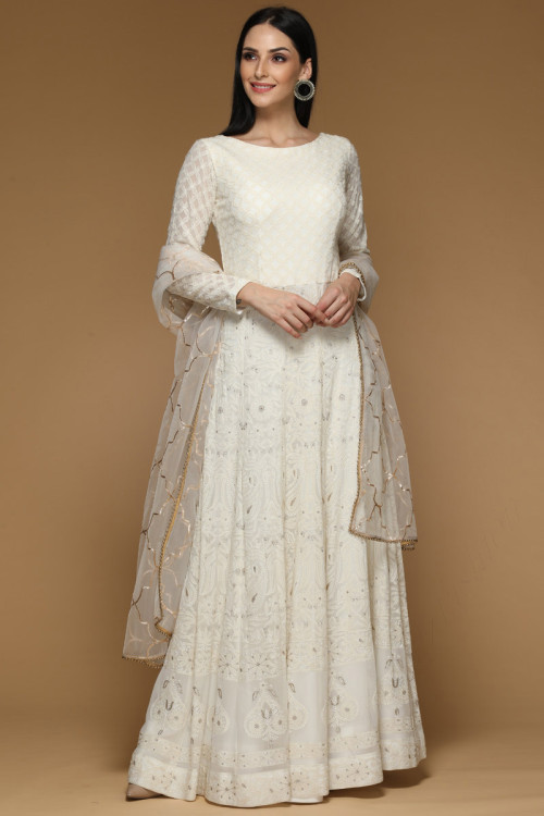 New Designer Best Embroidered Luknowi Chikankari Suit With Palazzo