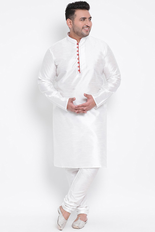 Navy Blue Dupion Silk Men Kurta Pajama for Party 