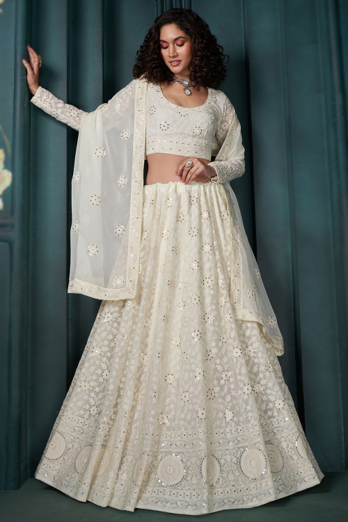 Chikankari wedding lehenga clearance