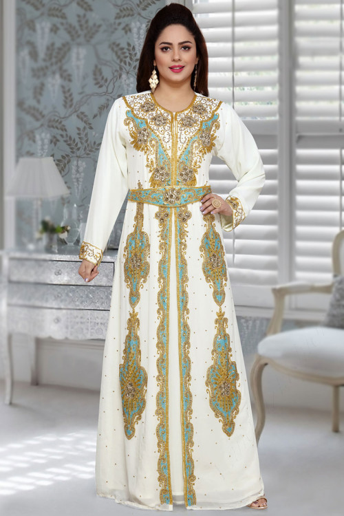 Buy 36/S Size Abaya Style White Indian Kurti Tunic Online for