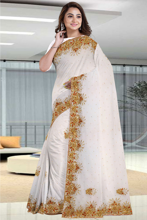 White sarees on sale for wedding online