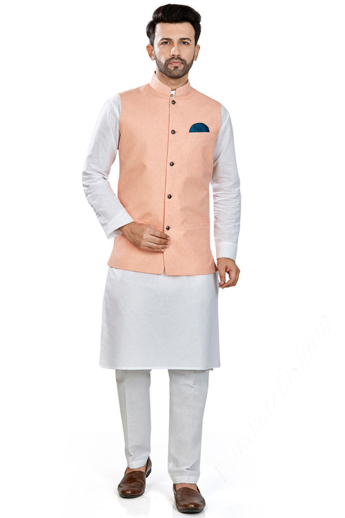 Buy White Linen Kurta Pajama Online for Men in USA