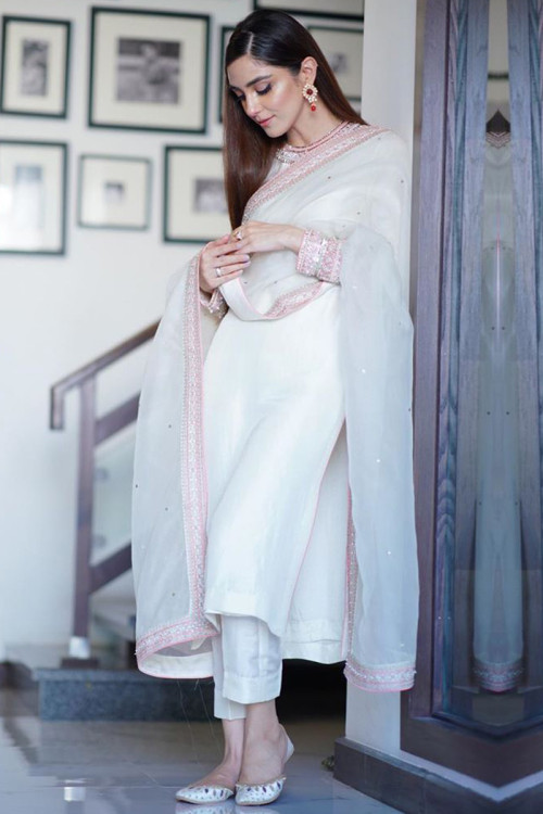 Buy 62/7XL Size White Stone Work Bollywood Trouser Suits Online for Women  in USA