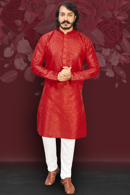 Red white deals kurta pajama