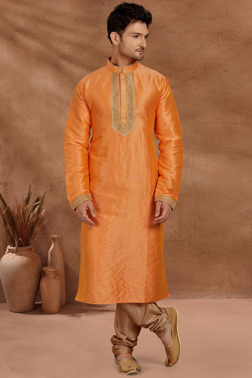 Buy Orange Party Wear Punjabi Kurta Pajama Online for Men in USA