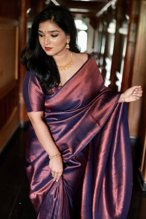 Woven Zari Banarasi Style Dusty Mauve Silk Saree