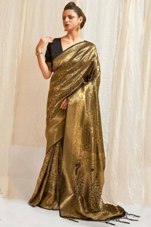 Woven Zari Gold Silk Saree