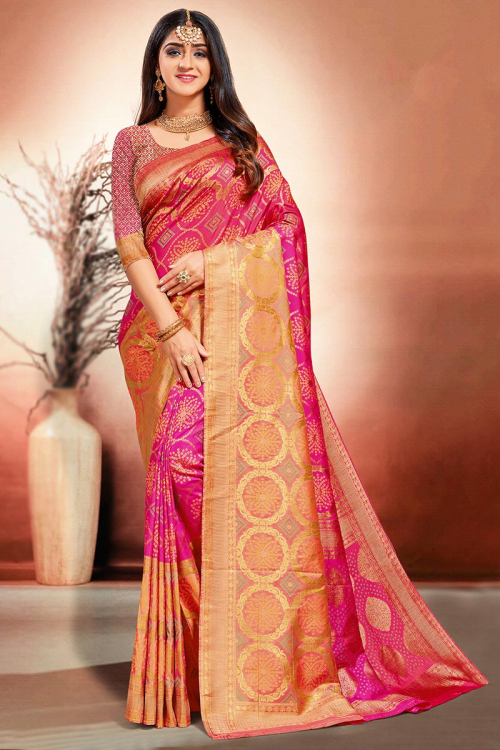 Woven Zari Silk Multi Color Wedding Saree