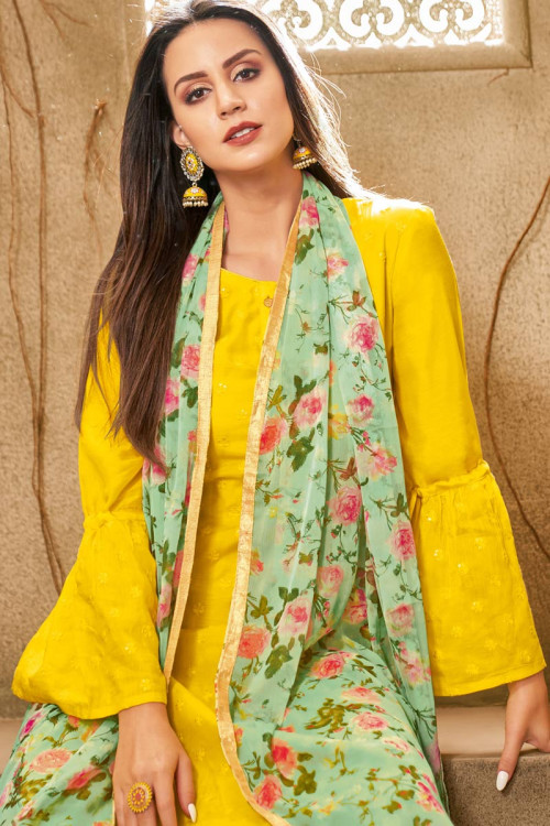yellow cotton churidar