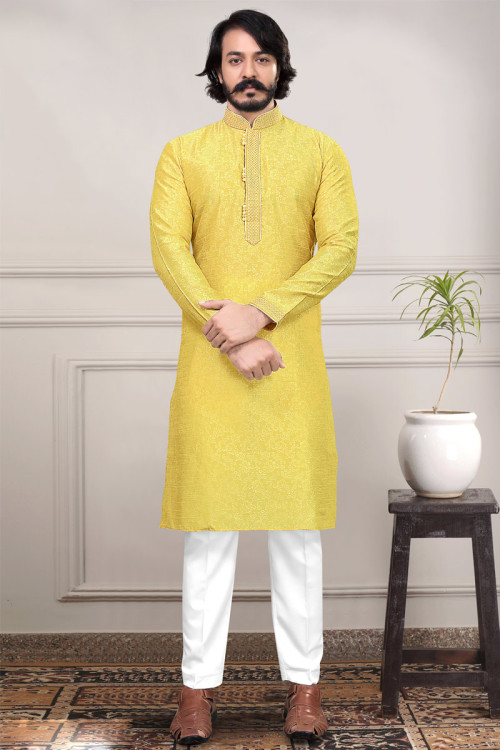 Yellow Pakistani Special Kurta Pajama For Eid