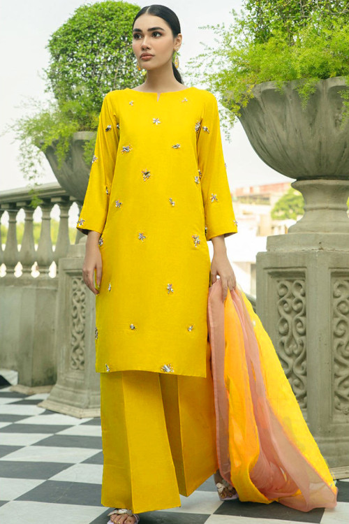 Yellow plus on sale size pant suits