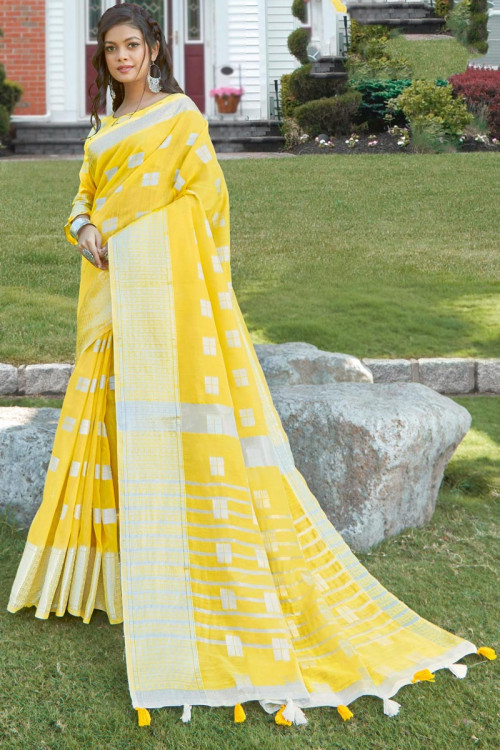 Shop Green Cotton Linen Printed Saree Work Wear Online at Best Price |  Cbazaar