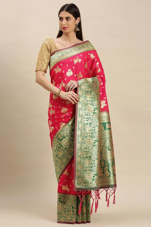 Banarasi Silk Punch Pink Saree