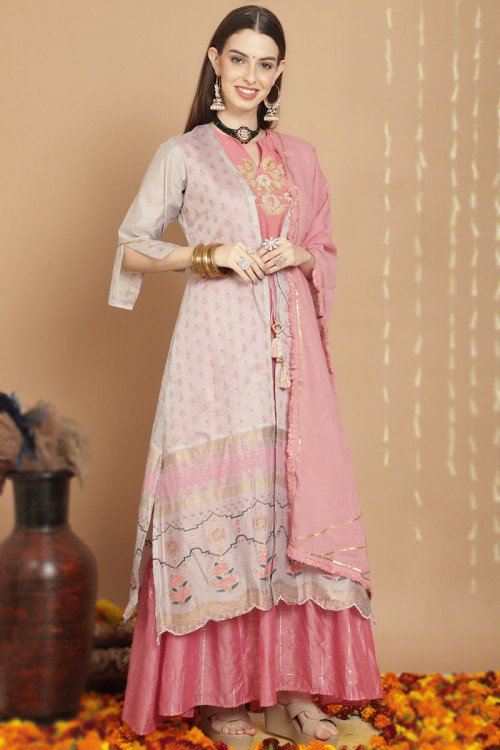 Buy Jacket Style Art Silk Round Neck Diwali Dress Collection Online for Women in USA