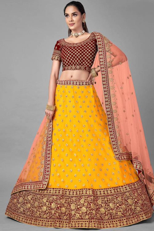 Buy Grey Net Embroidered Mirror Scoop Pleated Bridal Lehenga Set For Women  by Abhinav Mishra Online at Aza Fashions.