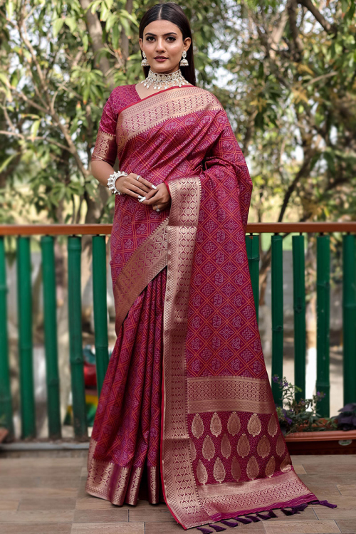 Zari Embroidered Silk Burgundy Maroon Saree
