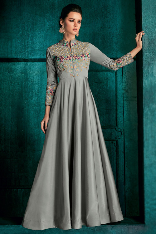Gorgeous Golden thread Embroidery and Stone Embedded High Neck Indowestern  Gown  Bride Collections  Collections