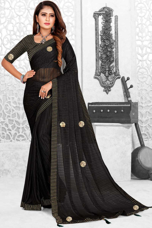 black sarees, party wear sarees photos, plain black saree black saree,black  sarees,black saree desig | Elegant saree, Black saree designs, Chiffon saree