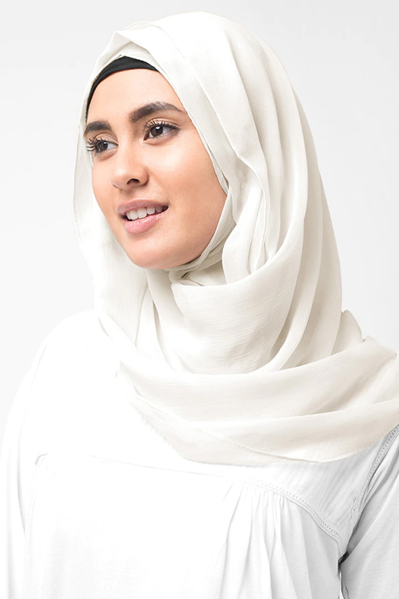 Chiffon White Plain Hijab