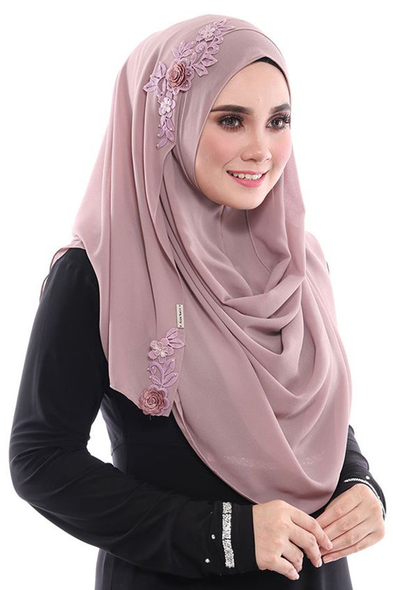 Beautiful Patch Work Georgette Dusty Pink Hijab