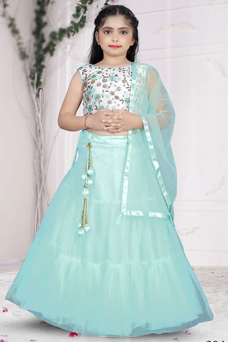 Buy Fayon Kids Blue Sequins Embroidery Lehenga Choli and Dupatta for Girls  for Girls (9-10Years) Online in India, Shop at FirstCry.com - 13396509