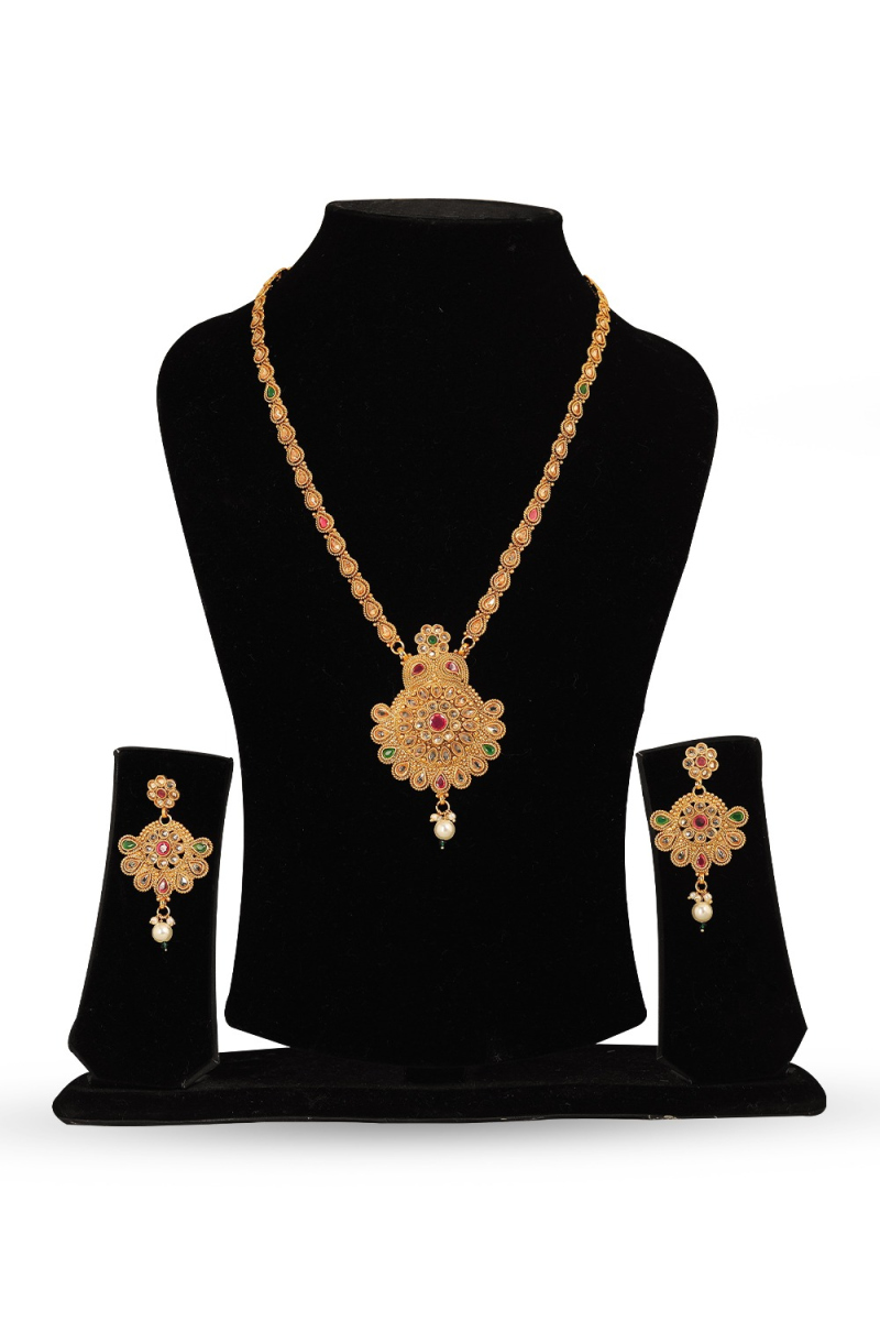 Alloy Multi Color Necklace And Earrings Jewellery Set