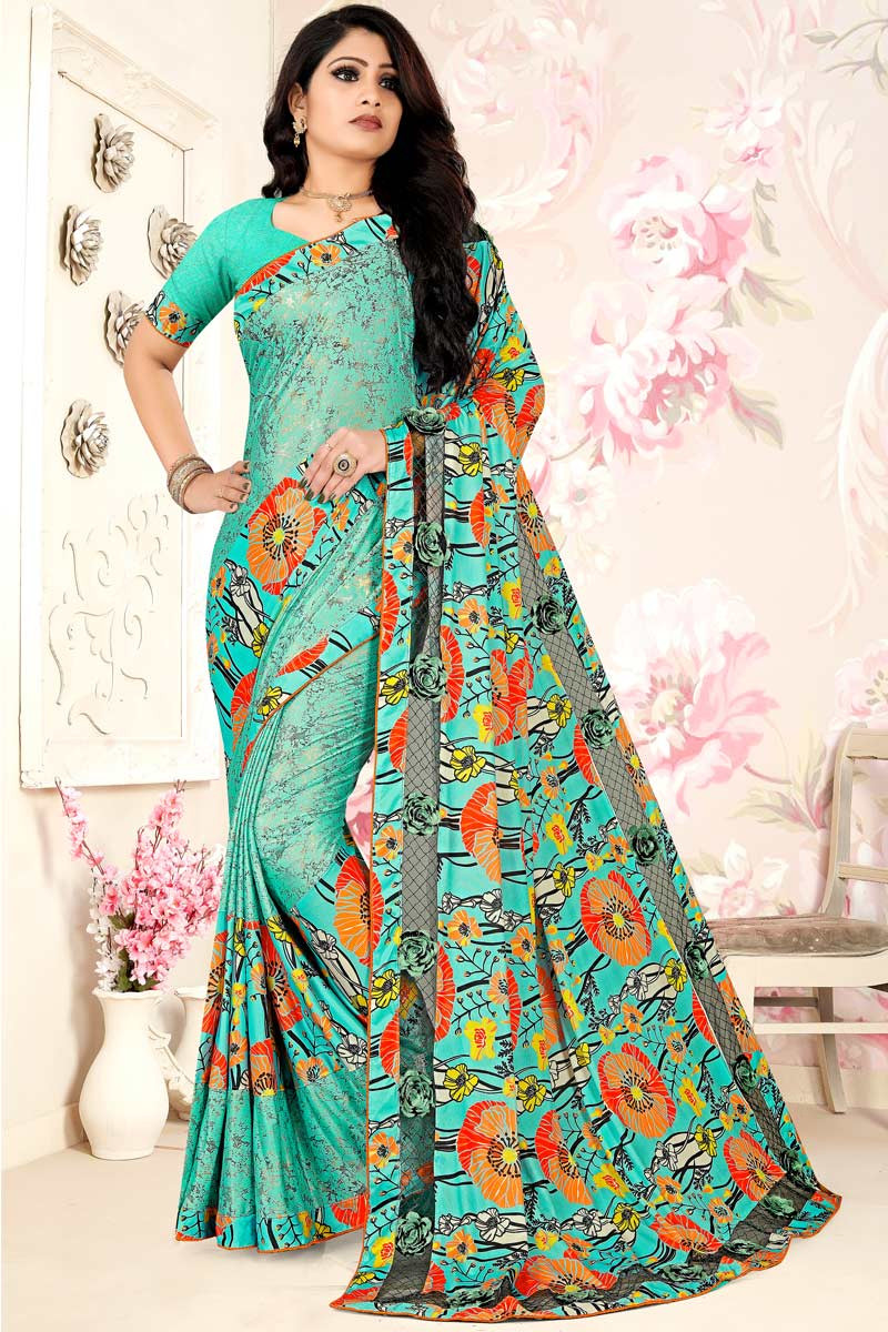 Ombre Dyed Poly Georgette Party Wear Designer Saree - Stylecaret.com