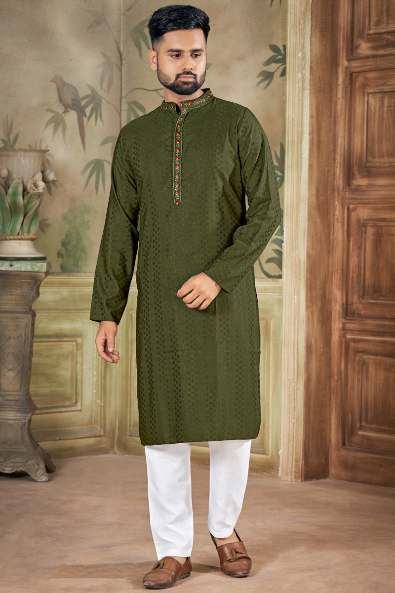 Mehndi Viscose Kurta Pajama 270740