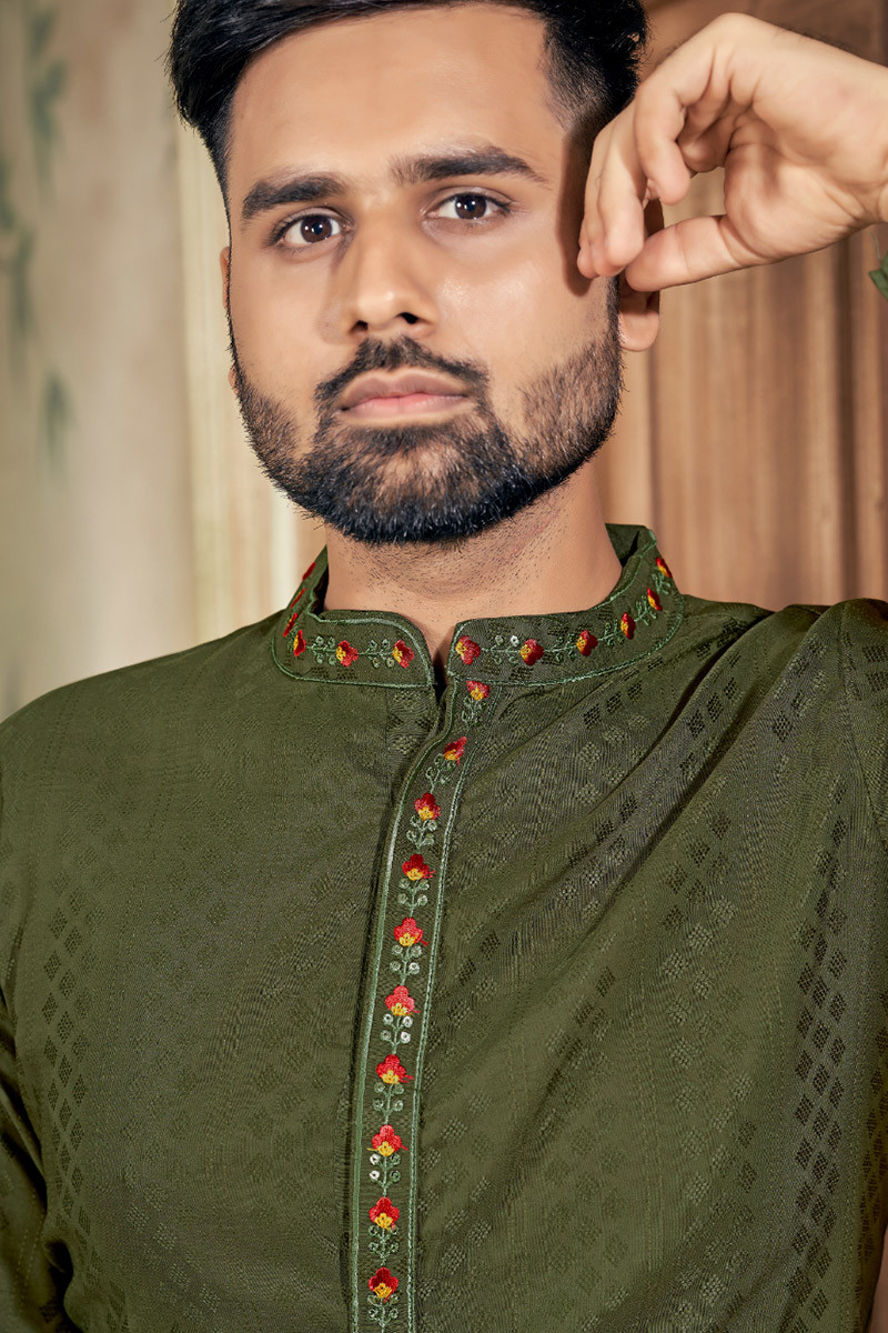 Mehendi Function Men's Kurta With Pajama Set Heavy Designer Work Ready to  Wear in USA, UK, Malaysia, South Africa, Dubai, Singapore