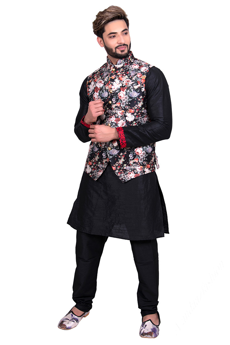 Waist coat discount with black kurta