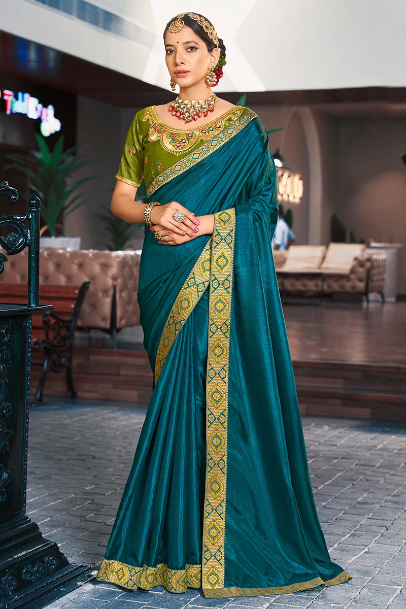 Teal Color Saree