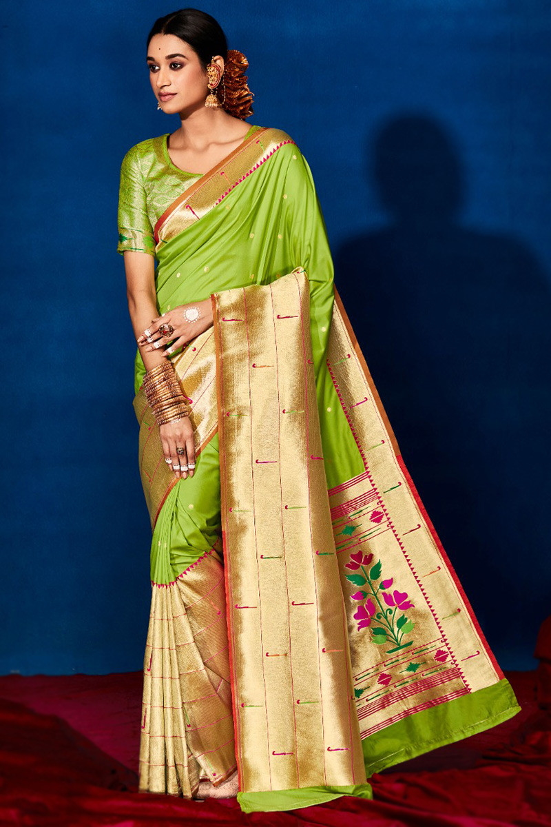 Royal Paithani Soft Lichi Silk Saree with Beautiful Peacock Weaving Ri –  gsmiles | Engagement saree, Beautiful dresses short, Blouse designs