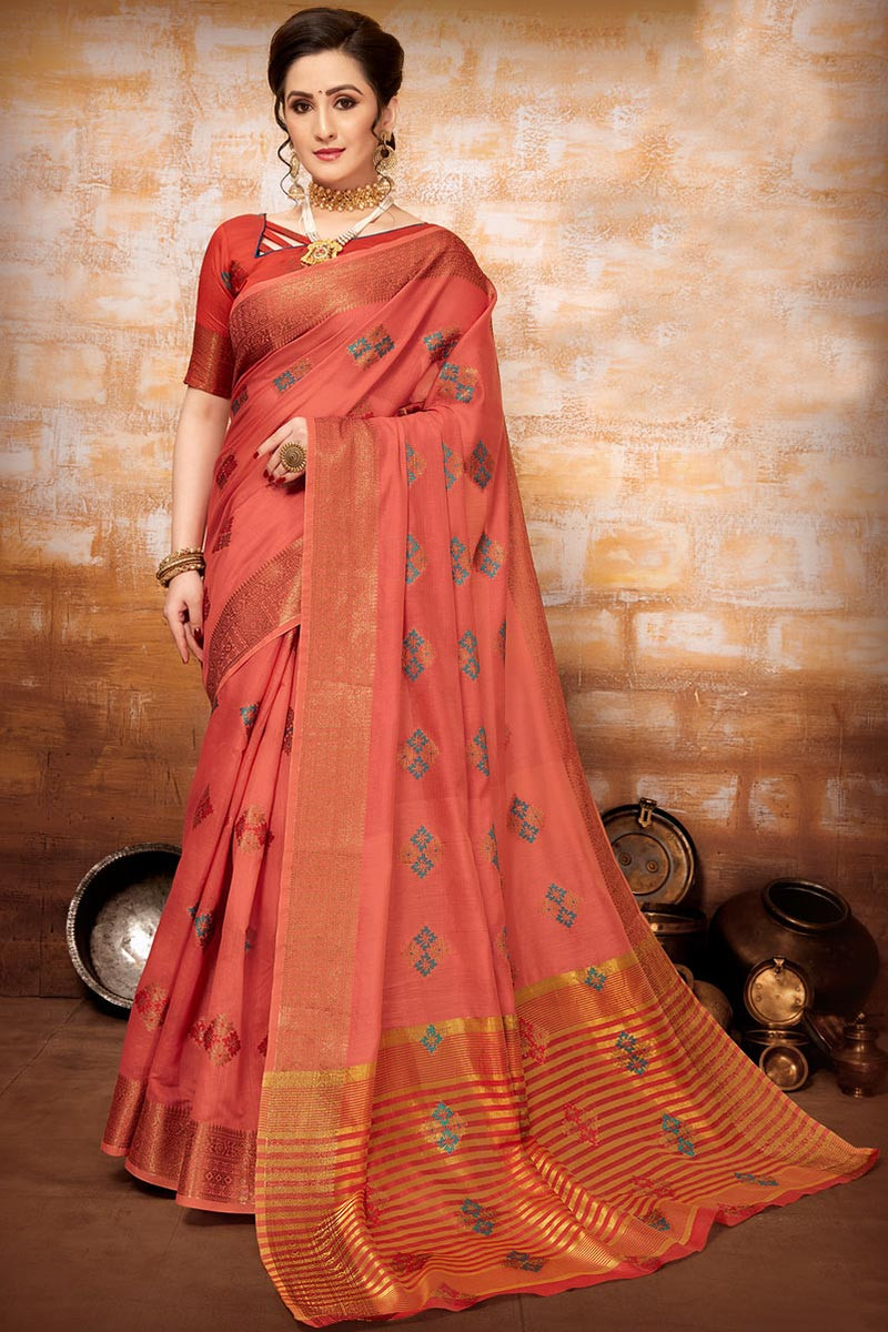 Silk Dusty Peach Saree|SARV148476