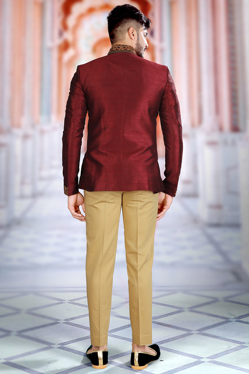 Extravagant GTC- Jodhpuri Suit | Maroon outfit, Suit fabric, Formal pant