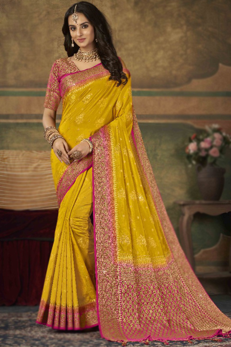20 Mesmerizing Yellow Sarees for Stunning and Bright Look