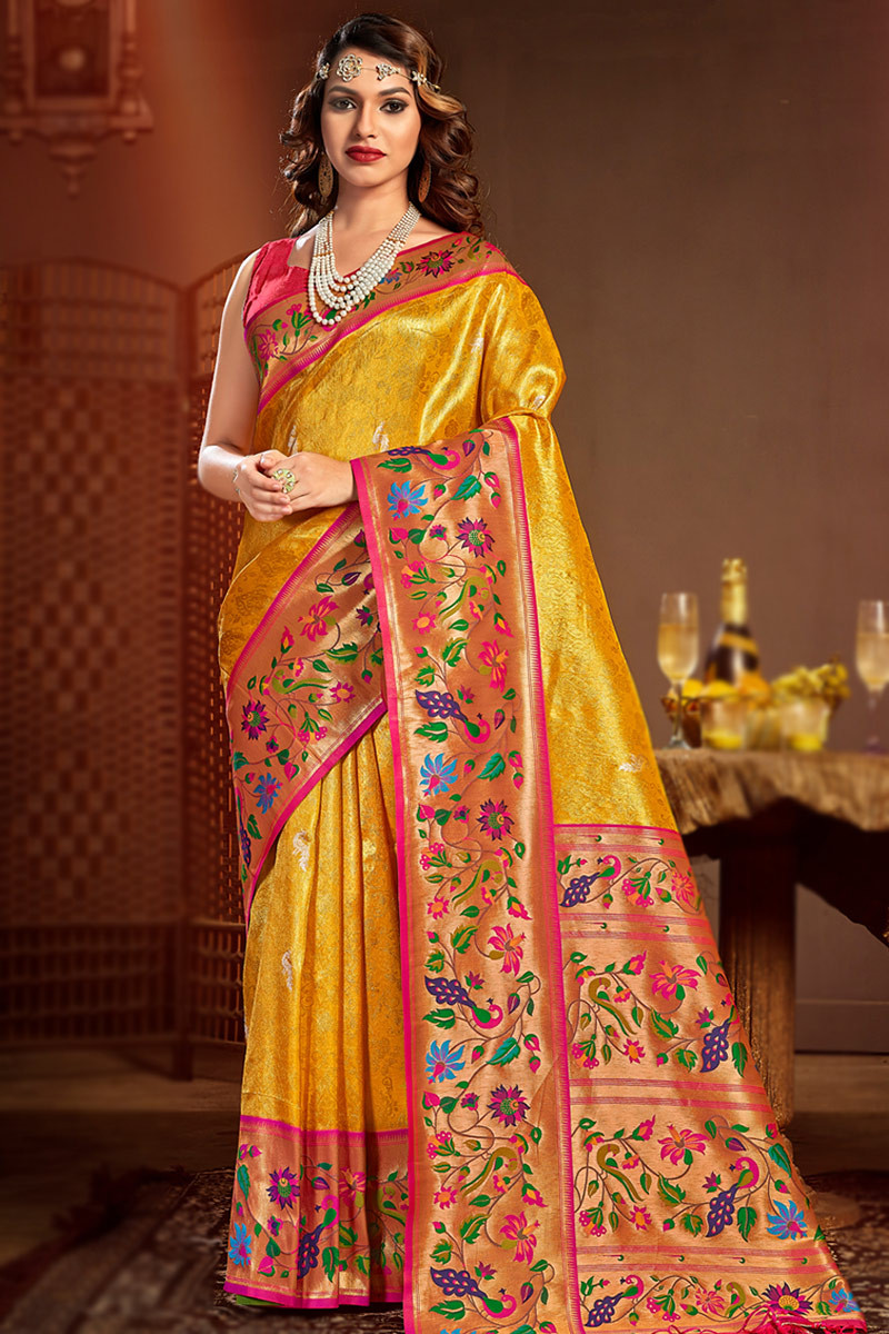 Lotus Big Border Paithani Saree - JB11 H (Zari) – Shankari Paithani