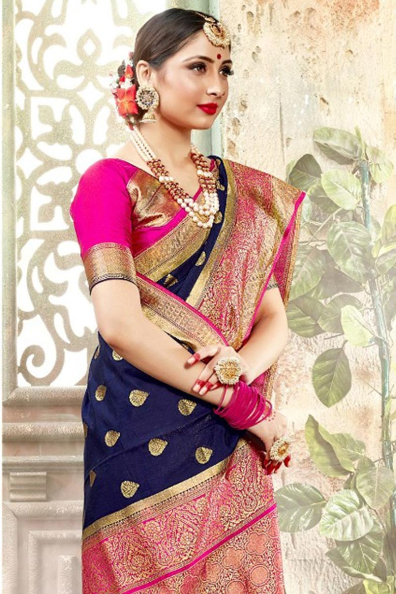 Buy Bansari Textiles Woven Banarasi Art Silk Red Sarees Online @ Best Price  In India | Flipkart.com