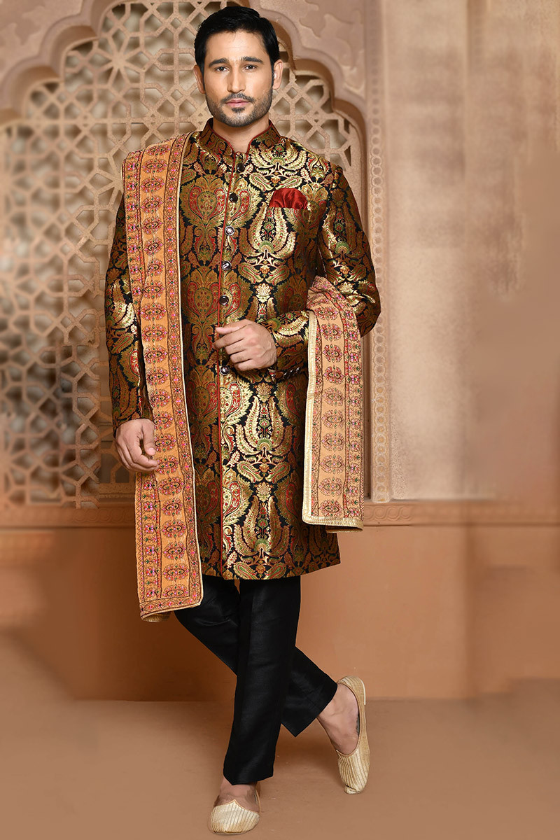 Mens best sale banarasi sherwani