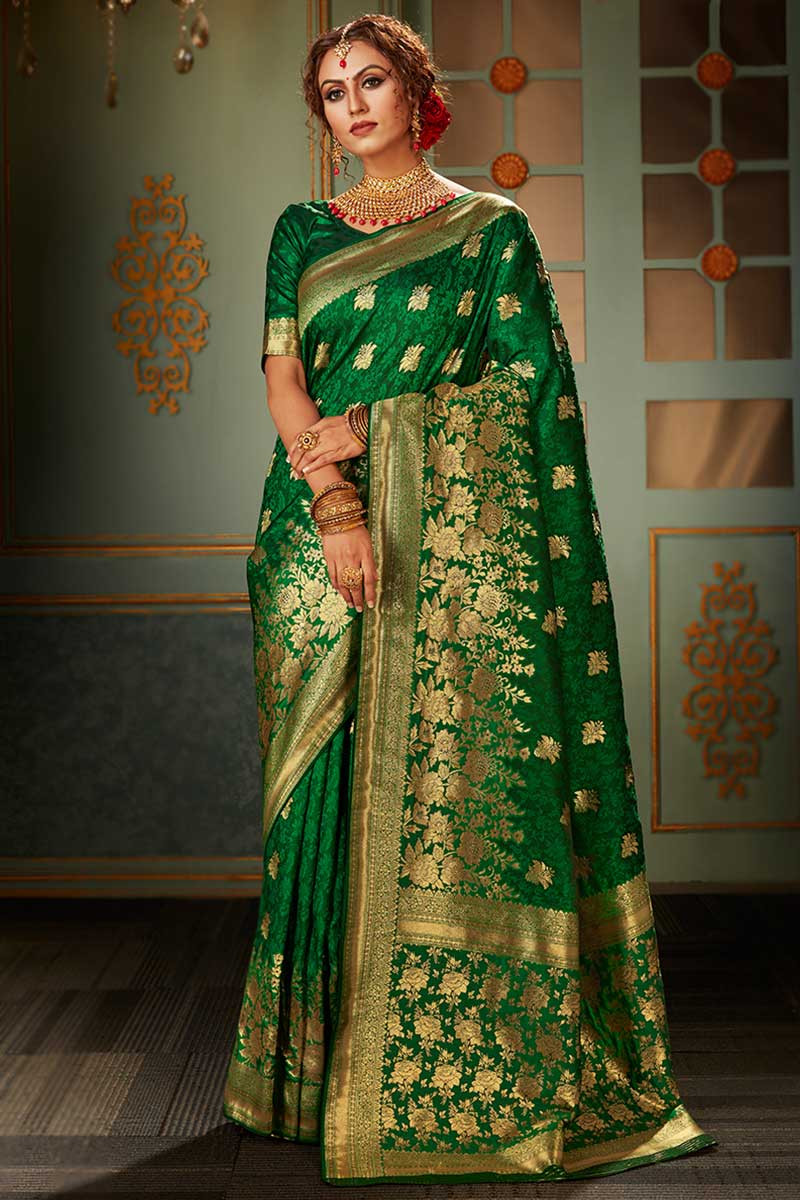 Green Organza Engagement Wedding Saree Blouse SFARY10107 – ShreeFashionWear