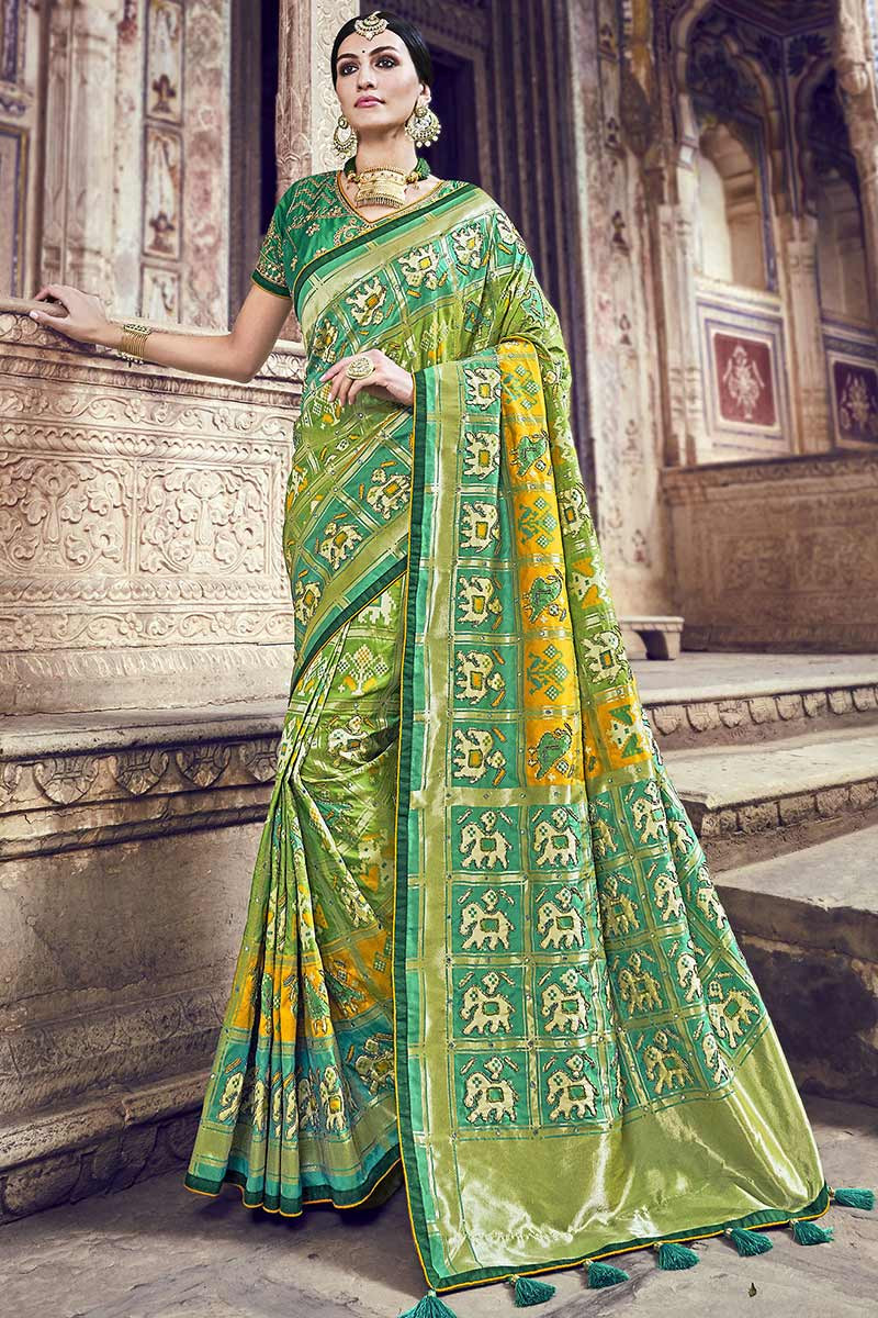 Light green wedding saree hot sale