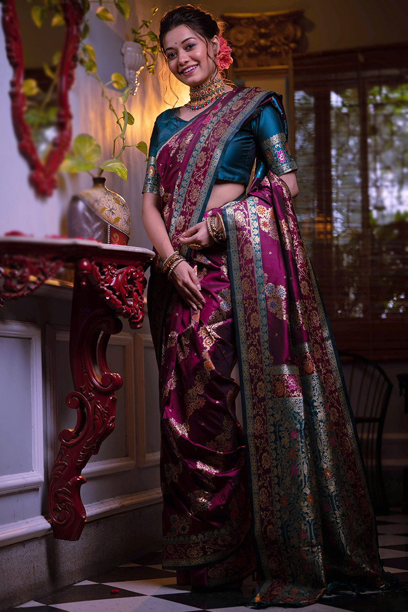 Bridal look in banarasi saree shop