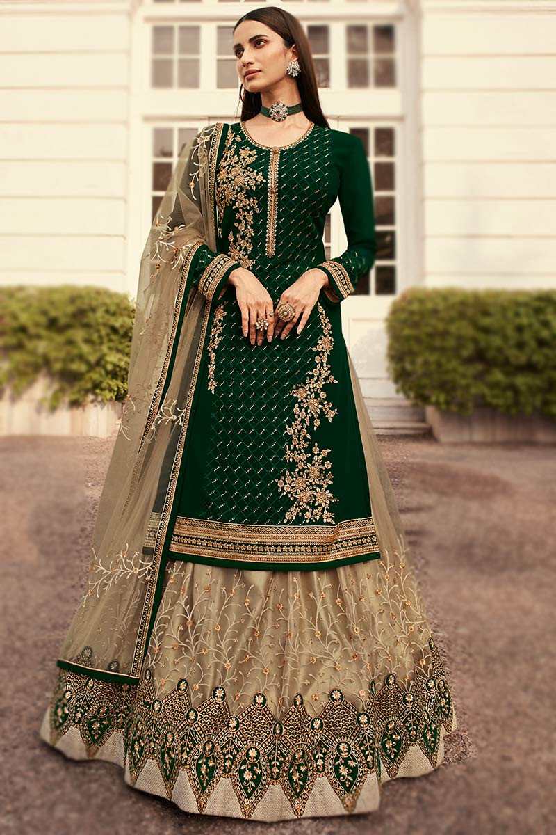 Buy Banarasi Silk Long Choli Lehenga | Designer Lehenga Choli