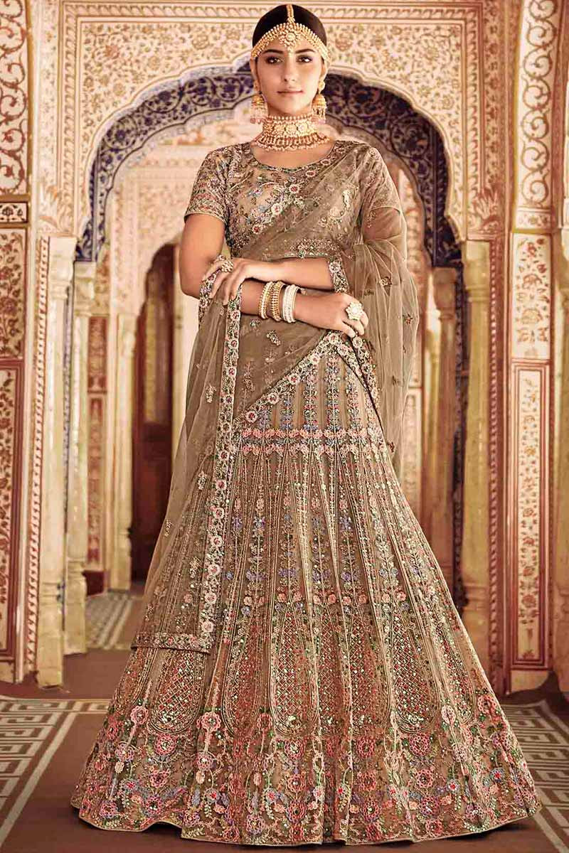 Beige bridal lehenga new arrivals